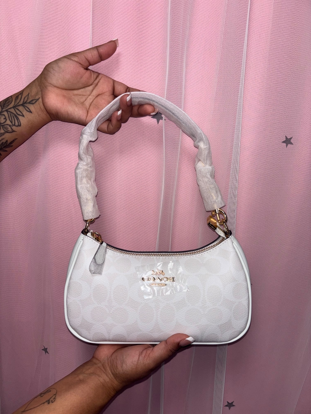 Coach White Signature Mini Hobo Bag